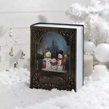Светодиодная фигура «Книга со снеговиками» 16 × 21 × 8 см, пластик, батарейки ААх3 (не в комплекте), USB, свечение тёплое белое
