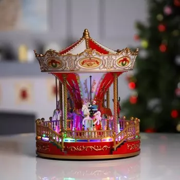 Светодиодная фигура «Красная карусель» 23 28 23 см, полистоун, USB, свечение мульти