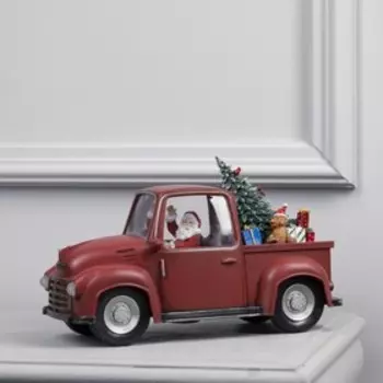 Светодиодная фигура «Машина с подарками» 28 18.5 12 см, пластик, батарейки ААх3 (не в комплекте), USB, свечение тёплое белое