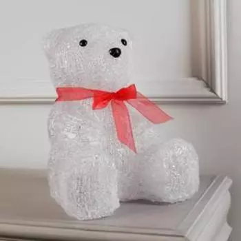 Светодиодная фигура «Медведь с бантом» 22 30 20 см, акрил, 40 LED, 220 В, свечение белое