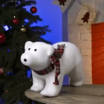 Светодиодная фигура «Мишка» 45 25 20 см, флок, батарейки ААх2 (не в комплекте), свечение тёплое белое