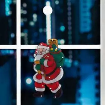 Светодиодная фигура на присоске «Дед Мороз» 22 44 см, пластик, батарейки АААх3 (не в комплекте), свечение тёплое белое