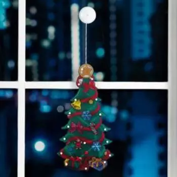 Светодиодная фигура на присоске «Ёлка» 24 45 см, пластик, батарейки АААх3 (не в комплекте), свечение тёплое белое