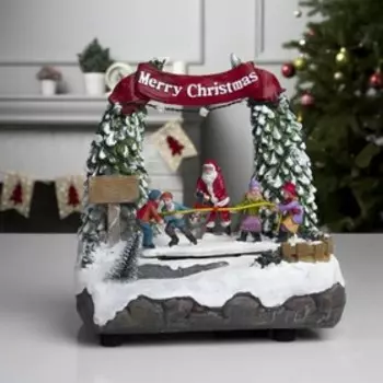 Светодиодная фигура «Новогодние забавы», 18.5 × 20 × 13 см, полистоун, батарейки ААх3 (не в комплекте), USB, свечение мульти