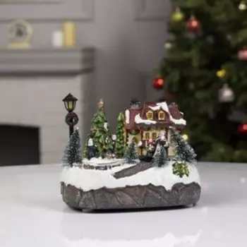 Светодиодная фигура «Новогодний город» 19 17 13 см, полистоун, батарейки ААх3 (не в комплекте), USB, свечение тёплое белое