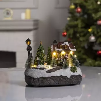 Светодиодная фигура «Новогодний город» 19 17 13 см, полистоун, батарейки ААх3 (не в комплекте), USB, свечение тёплое белое