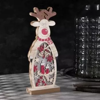 Светодиодная фигура «Олень» 11 30 5 см, дерево, батарейки АААх2 (не в комплекте), свечение тёплое белое