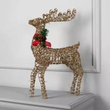 Светодиодная фигура «Олень золотистый» 35 60 10 см, металл, 220 В, мерцание, свечение тёплое белое