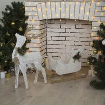 Светодиодная фигура «Олень», 56 76 15 см, текстиль, металл, 220 В, свечение тёплое белое
