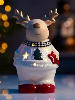 Светодиодная фигура «Олененок в свитере», 13.867 см, 1 LED, на батарейках LR443 шт., тёплый белый свет