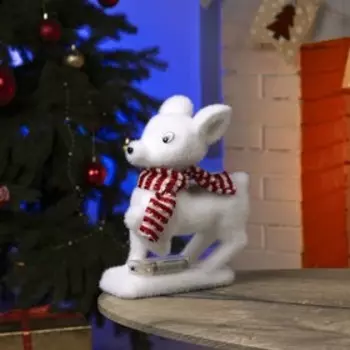 Светодиодная фигура «Оленёнок» 18 28 14 см, флок, батарейки ААх2 (не в комплекте), свечение тёплое белое