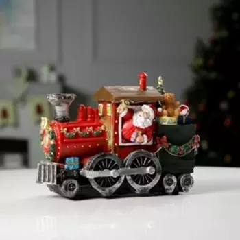Светодиодная фигура «Паровоз с Дедом Морозом» 26.5 19.5 12.5 см, полистоун, батарейки ААх3 (не в комплекте), USB, свечение мульти