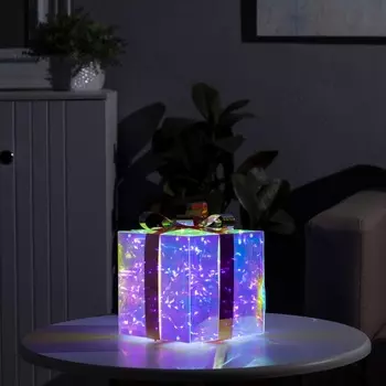 Светодиодная фигура «Подарок» 16 16 16 см, пластик, 220 В, свечение белое