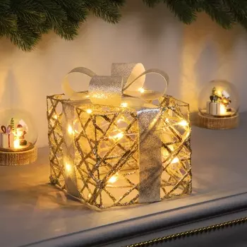 Светодиодная фигура «Подарок» 17х15х15 см, 20 LED, батарейки AAх2 (не в комплекте), свечение теплое белое