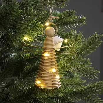 Светодиодная фигура подвесная «Ангел», 14х11х5 см, 10 LED, от батареек AG13х3, свечение тёплое белое