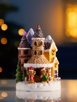 Светодиодная фигура «Пряничный замок», 107 см, 4 LED, от батареек, свечение тёплое белое