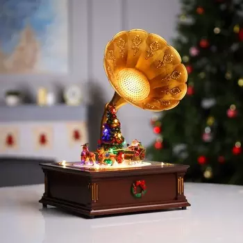 Светодиодная фигура «Рождественский граммофон» 24.5 35.5 22.5 см, полистоун, батарейки ААх3 (не в комплекте), USB, свечение мульти