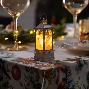 Светодиодная фигура «Серебристый фонарь с совой» 5 12 5 см, пластик, батарейки AG13х3 (в комплекте), свечение тёплое белое