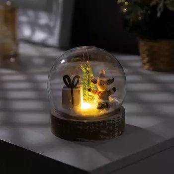Светодиодная фигура «Шар с оленёнком» 8 8.5 8 см, дерево, пластик, батарейки AG13х3 (в комплекте), свечение тёплое белое