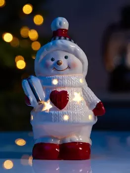 Светодиодная фигура «Снеговичок в свитере», 13.867 см, 1 LED, на батарейках LR443 шт., тёплый белый свет