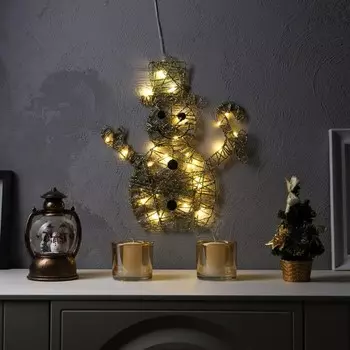 Светодиодная фигура «Снеговик» 34 41 см, металл, батарейки ААх2 (не в комплекте), свечение тёплое белое