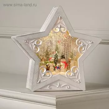 Светодиодная фигура «Снеговики у ёлки» 26 26 8 см, пластик, батарейки ААх3 (не в комплекте), свечение тёплое белое