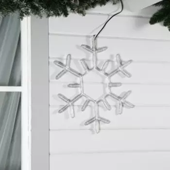 Светодиодная фигура «Снежинка», 55 см, дюралайт, 120 LED, 220 В, мерцание, свечение белый/синий