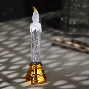Светодиодная фигура «Свеча на ветру золотистая» 5 × 17 × 5 см, пластик, блёстки, батарейки AG10х3, свечение RGB