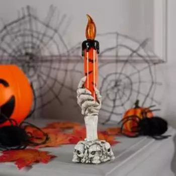 Светодиодная фигура «Свеча оранжевая» 6 16 6 см, пластик, батарейки AG13х3 (в комплекте), свечение тёплое белое