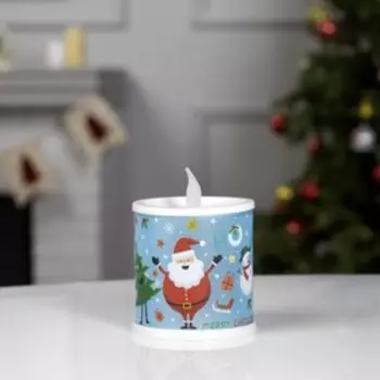 Светодиодная фигура «Свеча с Дедом Морозом» 7.5 10 7.5 см, пластик, батарейки AG13х3 (в комплекте), свечение мульти