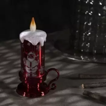 Светодиодная фигура «Свеча с Дедом Морозом» 9 15 7 см, пластик, батарейки AG13х3 (в комплекте), свечение тёплое белое