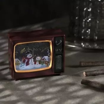 Светодиодная фигура «Телевизор с оленями» 10 8 4 см, пластик, батарейки CR2032х2 (в комплекте), свечение мульти (RGB)