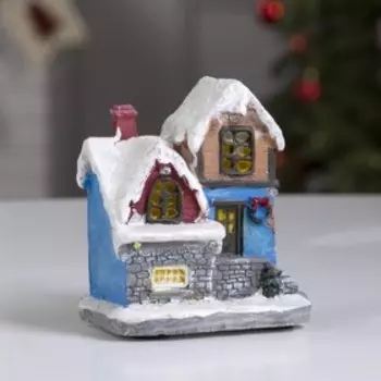 Светодиодная фигура «Заснеженный дом» 9 10 6 см, полистоун, батарейки АААх3 (не в комплекте), свечение мульти