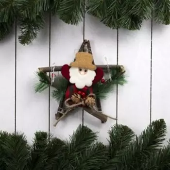 Светодиодная фигура «Звезда с Дедом Морозом» 19 см, пластик, батарейки CR2032х2 (в комплекте), свечение тёплое белое