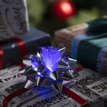 Светодиодная игрушка «Бант-звезда» 9 6 9 см, батарейки LR44х3 (в комплекте), свечение мульти, серебристая