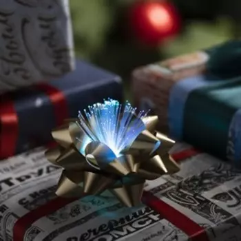 Светодиодная игрушка «Бант-звезда» 9 6 9 см, батарейки LR44х3 (в комплекте), свечение мульти, золотистая