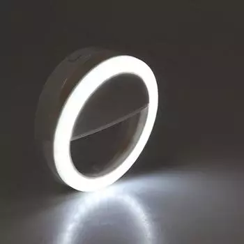 Светодиодная кольцевая лампа для телефона Luazon AKS-03, от батареек, 3 режима, белая