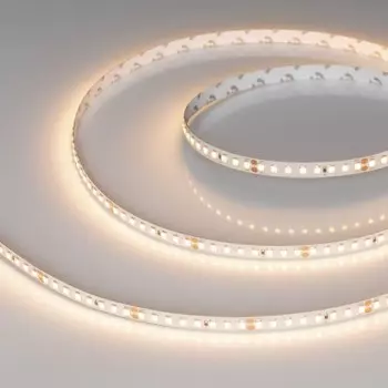 Светодиодная лента Arlight 8х1 мм, 5 м, IP20, 2835, 160 LED/м, 12 Вт/м, 24 В, 3000К, свечение тёплое белое