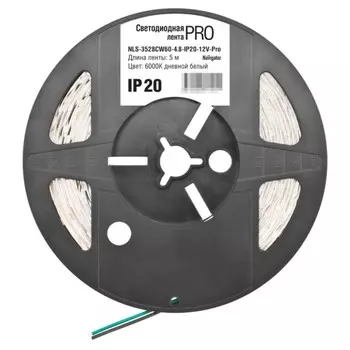 Светодиодная лента JazzWay 8 мм, 5 м, IP20, 3528, 60 LED/м, 4.8 Вт/м, 12 В, 6000К, свечение холодное белое