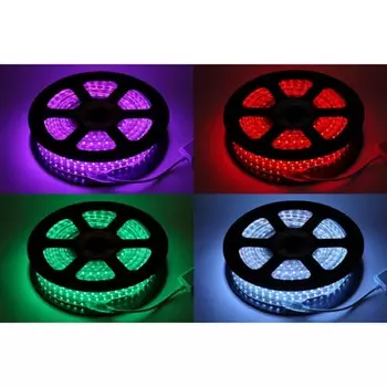 Светодиодная лента ЭРА 220В, 14x7 см, SMD5050, 20 м, IP67, 14.4Вт/м, 60 LED/м, RGB