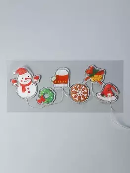 Светодиодная наклейка на окна «Новогодние забавы », 0.5 м, 6 LED, от батареек CR20322, свечение тёплое белое