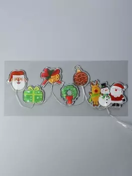 Светодиодная наклейка на окна «Праздничные элементы», 0.5 м, 6 LED, от батареек CR20322, свечение тёплое белое