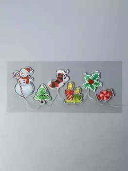 Светодиодная наклейка на окна «Снеговичок», 0.5 м, 6 LED, от батареек CR20322, свечение тёплое белое