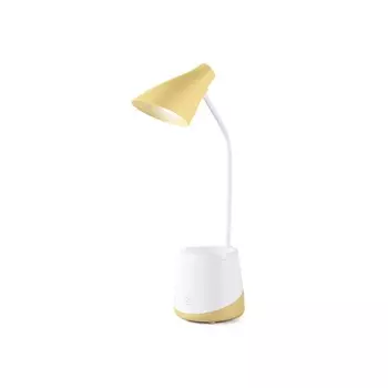 Светодиодная настольная лампа с аккумуляторной батареей, USB-проводом и канцелярским стаканом Ambrella light, Desk, DE564, LED, 5 Вт, 165Lum, 3000-6000К, цвет желтый, белый