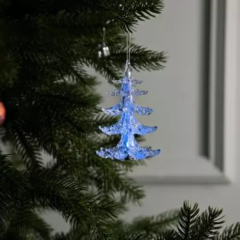 Ёлочная игрушка «Хрустальная ёлочка», 12 см, 1 LED, от батареек, свечение мульти (RGB)