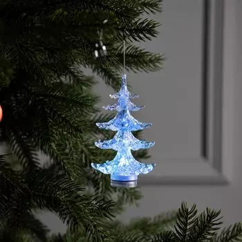 Ёлочная игрушка «Хрустальная ёлочка», 18 см, 1 LED, от батареек, свечение мульти (RGB)