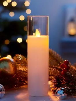 Светодиодная свеча «Белая», 205.5 см, от батареек AAx2, свечение тёплое белое