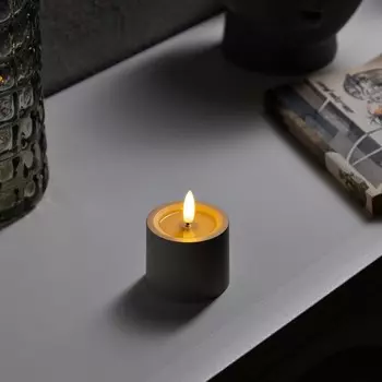 Светодиодная свеча бежевая, 6 8 6 см, пластик, батарейки АААх2 (не в комплекте), свечение тёплое белое