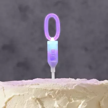 Светодиодная свеча «Цифра 0», 14.5 см, от батареек LR11303 (в комплекте), свечение мульти (RGB)