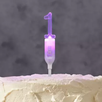 Светодиодная свеча «Цифра 1», 14.5 см, от батареек LR11303 (в комплекте), свечение мульти (RGB)